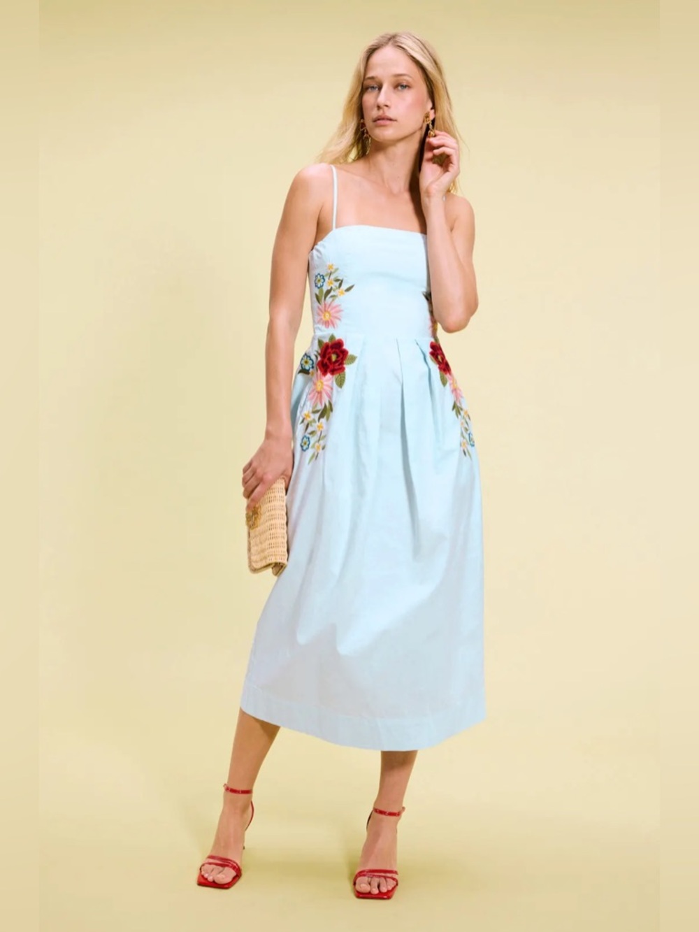 Fanm Mon Sadine blue embroidered midi dress